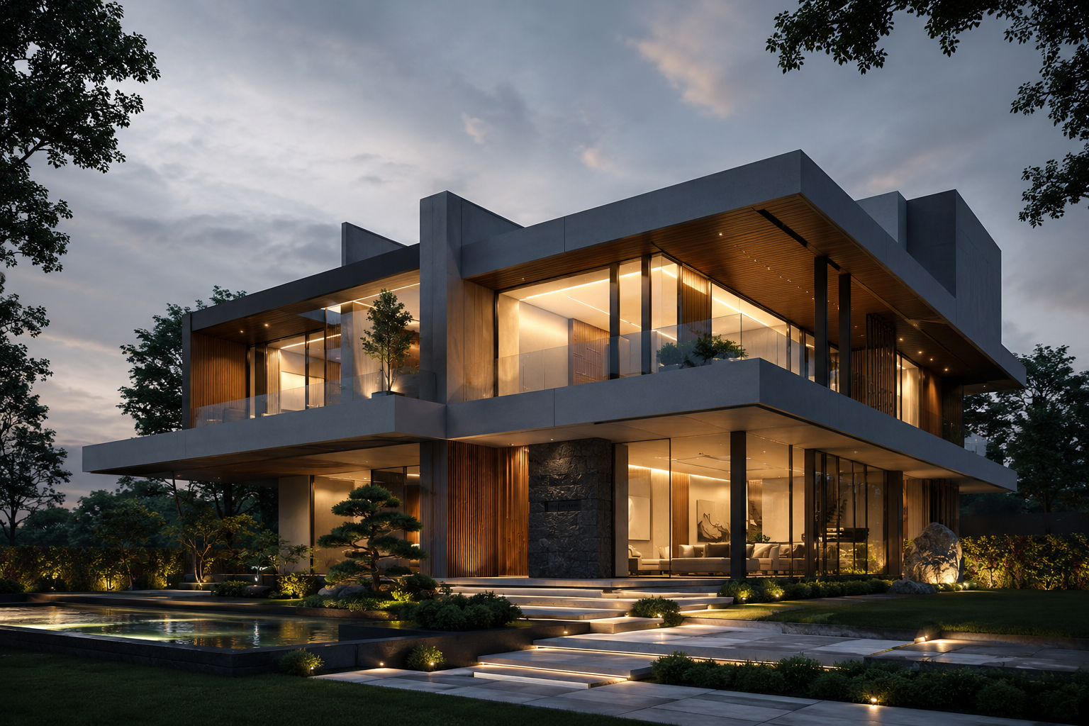 A serene living room interior by The Design Canopy